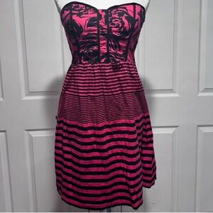 Vanity Strapless Dress in Pink and Black